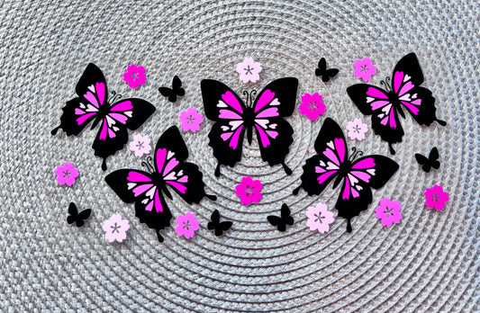 Pink butterflies | UV DTF glass can wrap