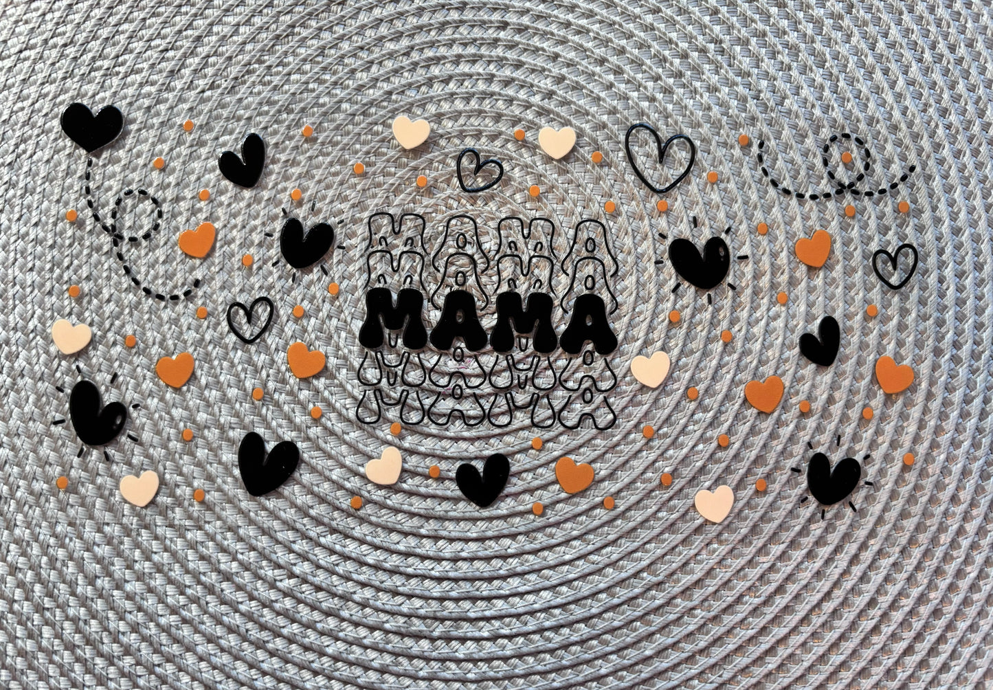 Mama neutral colour hearts | UV DTF glass can wrap