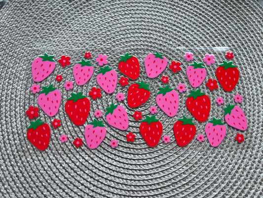 Strawberries | UV DTF glass can wrap