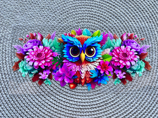 3D owl | UV DTF glass can wrap