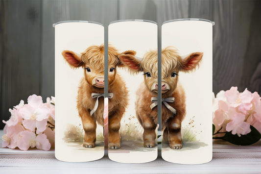 Baby highland cows with bows 20oz tumbler