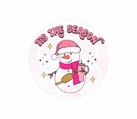 Tis the season pink snowman 20oz tumbler wrap DIGITAL DOWNLOAD