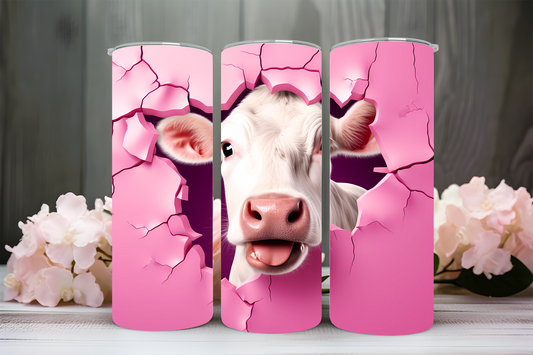 Cow with pink background 20oz tumbler