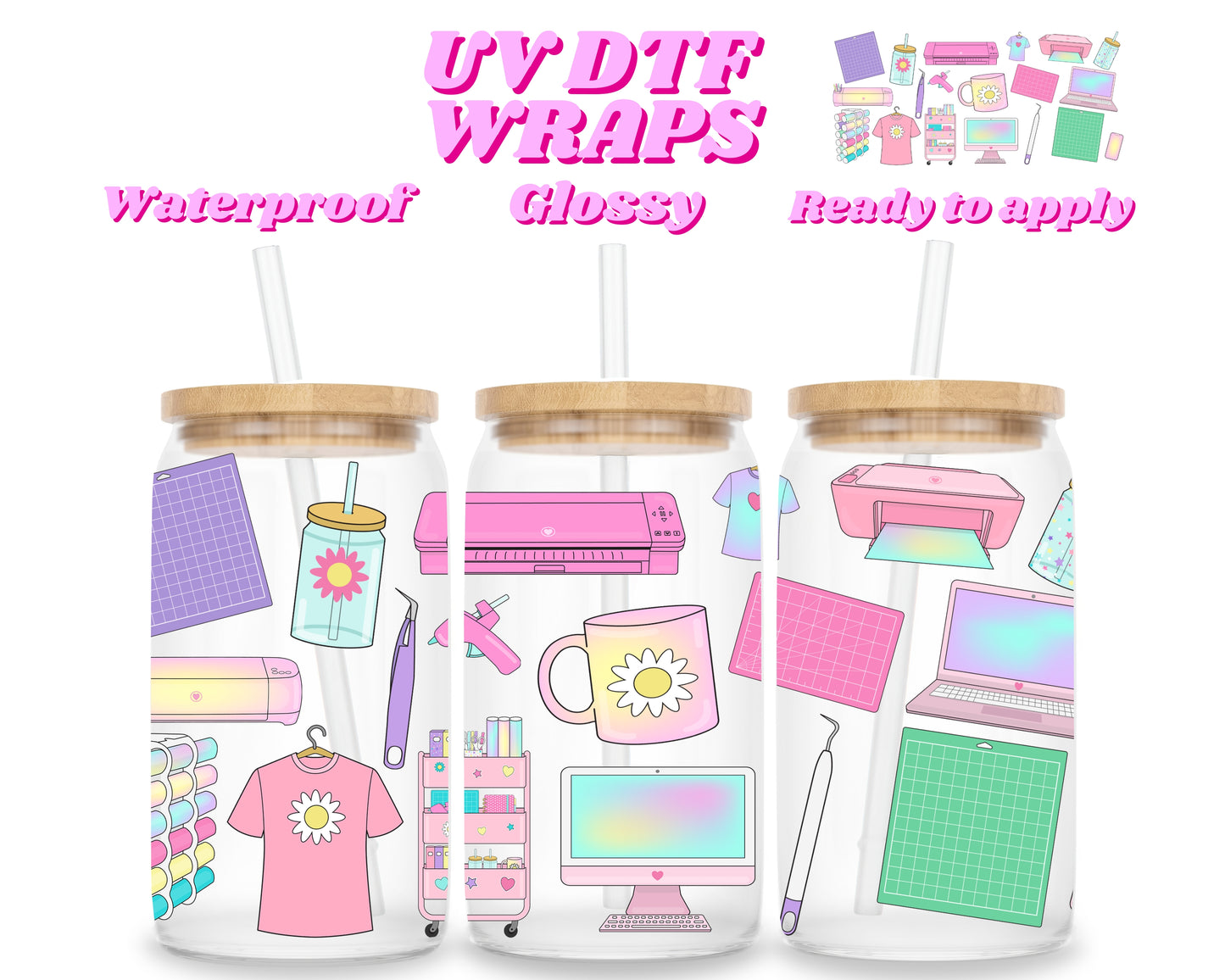 Craft supplies | UV DTF glass can wrap