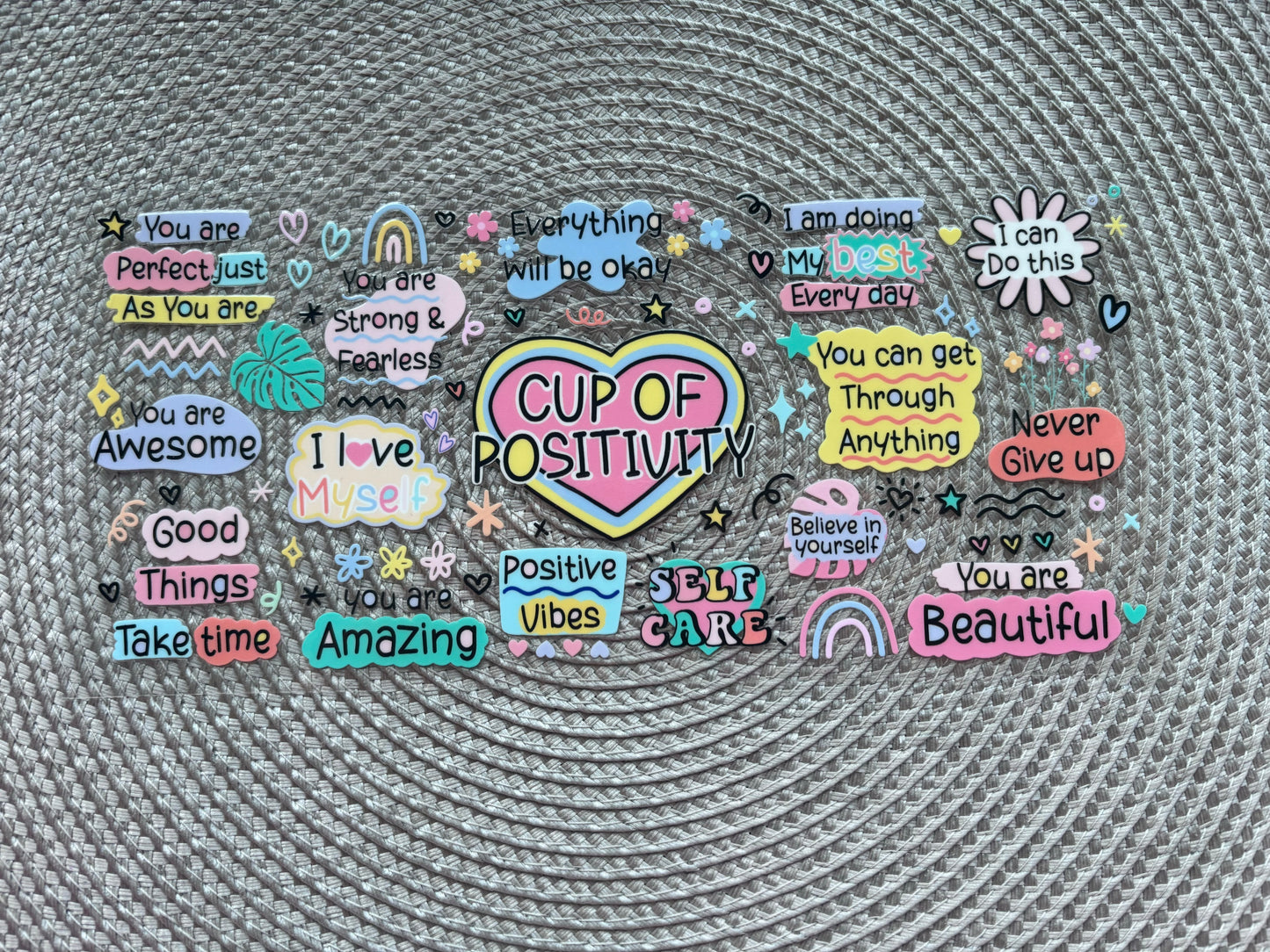 Cup of positivity | UV DTF glass can wrap