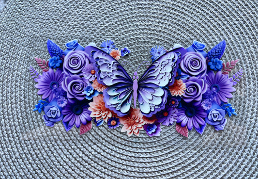 3D purple butterfly | UV DTF glass can wrap