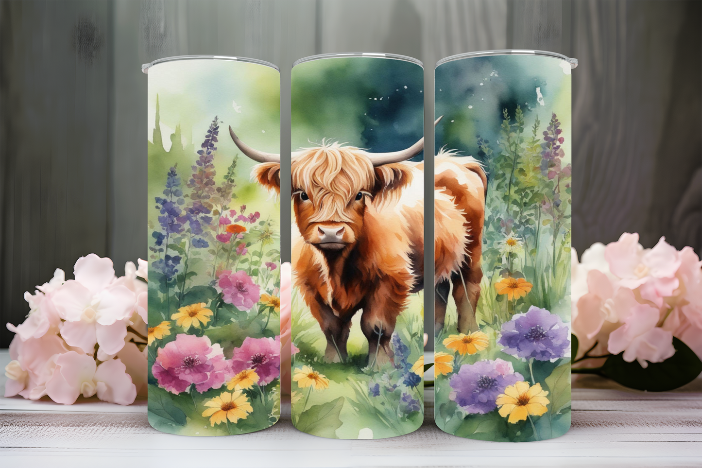 Highland cow flowers 20oz tumbler