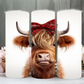 Highland cow with red bow 20oz tumbler